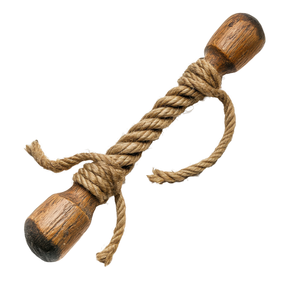 Rustic rope twist tool with wooden handles displayed on a clean Transparent background for crafting or decor, Rustic Rope Twist with Handled Wooden Tool, background png