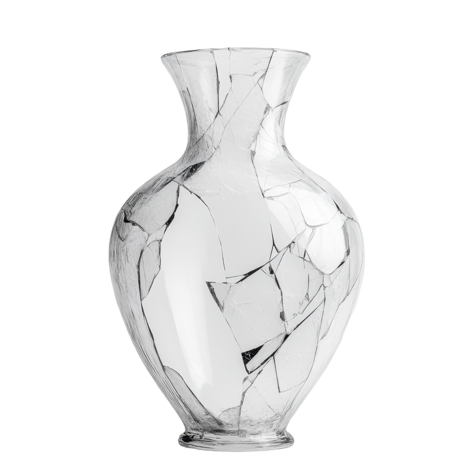 Shattered vase symbolizes broken trust against a simplistic background, Shattered Vase A Story Broken Trust, Transparent background png