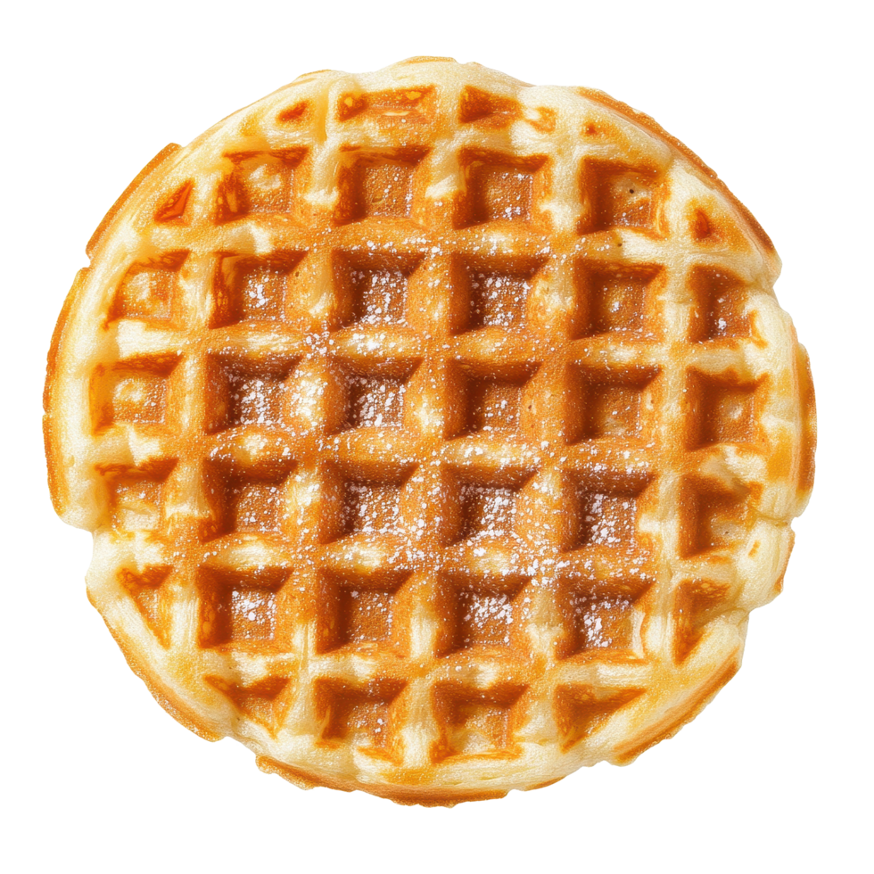 Delicious, golden-brown waffle isolated on Transparent background ready for topping and enjoyment any time of day, Waffles isolated on a transparent or isolated on png