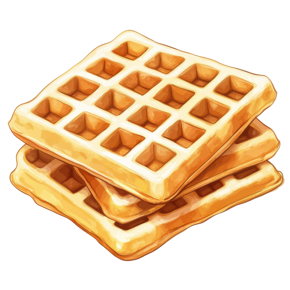 Deliciously golden waffles stacked on each other ready to be served, Waffles isolated on a transparent or isolated on Transparent background, background png