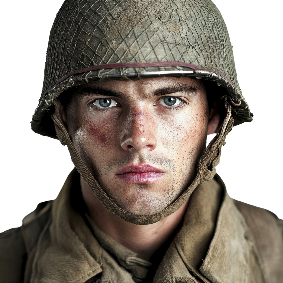 Soldier in uniform stands against a Transparent background showcasing determination and resilience, soldier in uniform, background png