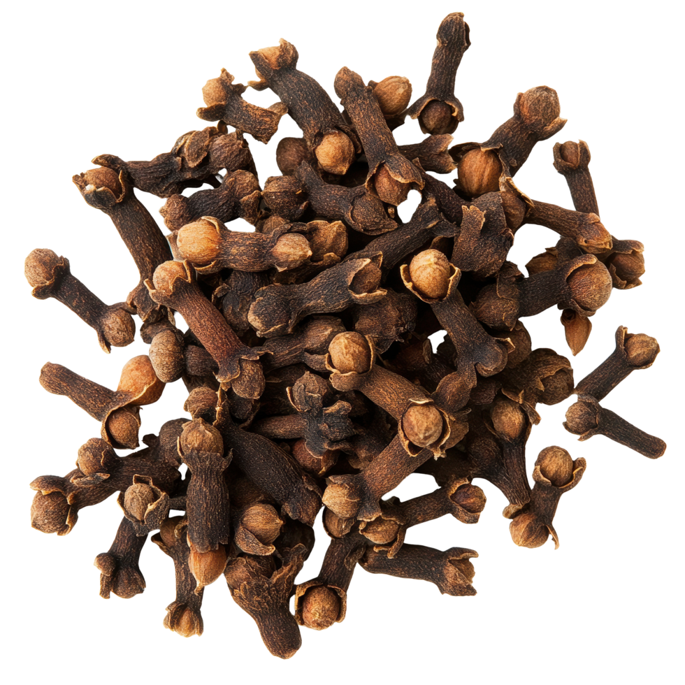 Spice clove isolated on a Transparent background showcasing the unique structure and rich color of the dried flower buds, Spice clovesisolated on background png