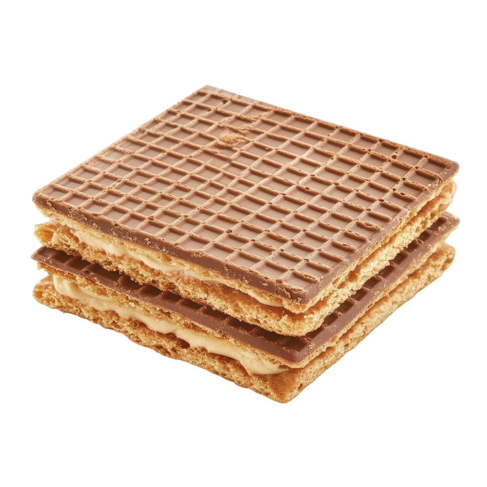 Delicious wafer dessert with chocolate layer isolated on Transparent background for sweet treat lovers, wafer dessertisolated on background png