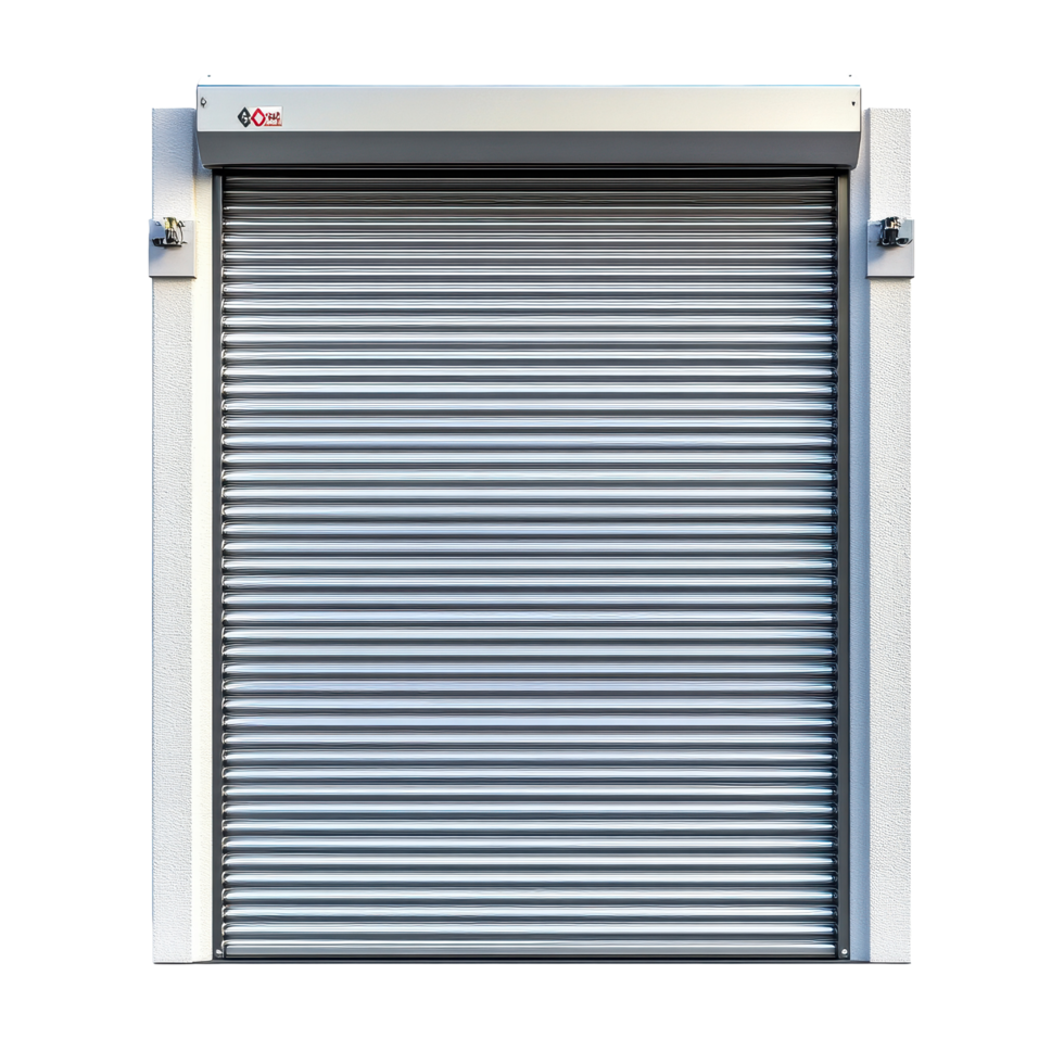Stainless steel roll-up door provides security and convenience for commercial applications, Stainless Steel Roll-Up Door isolated on Transparent background, background png