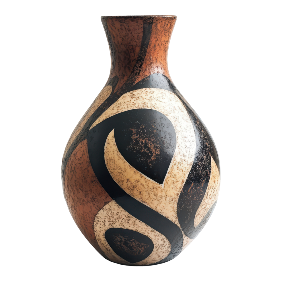 Unique vase with brown and black design on a Transparent background enhances modern decor, vase with a brown and black design on it, background png