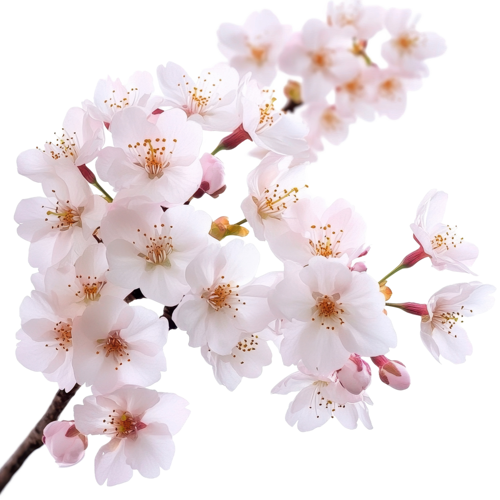 Springtime blossoms of wild sakura flowers create a stunning natural display, Sakura flowers blooming in springtime a bunch wild Transparent background transparent, background png