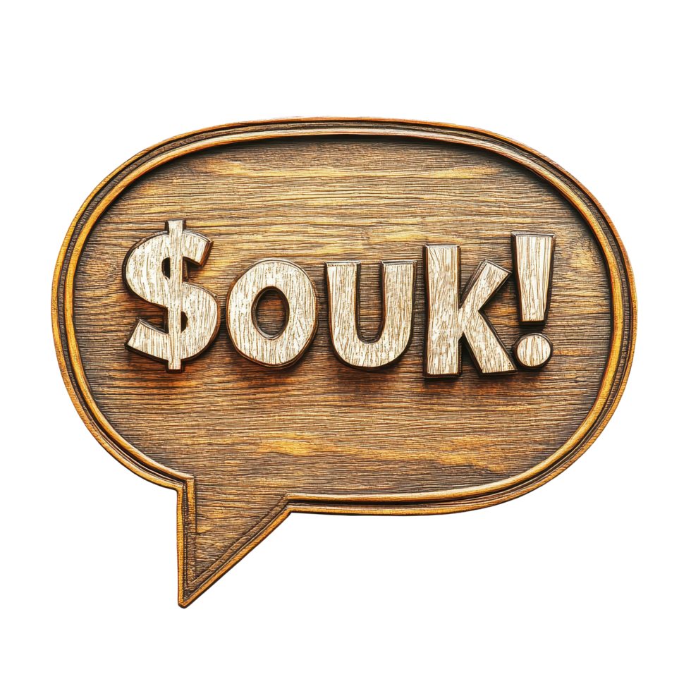 Wooden speech bubble displaying the word money evokes conversations about finance and wealth management, speech bubble with the word money in it, Transparent background png