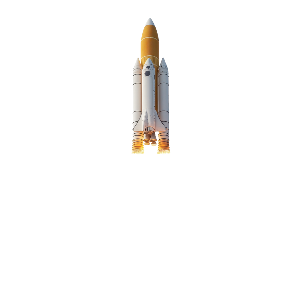 Space rocket launch generates vibrant smoke and flames against a Transparent background, space rocket launch on png
