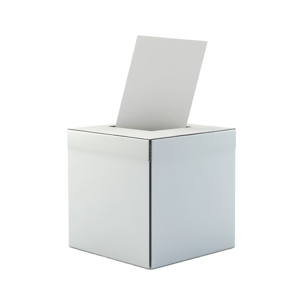 Voting ballot box with a cast ballot isolated on a Transparent background during election season, Voting ballot box isolated on png