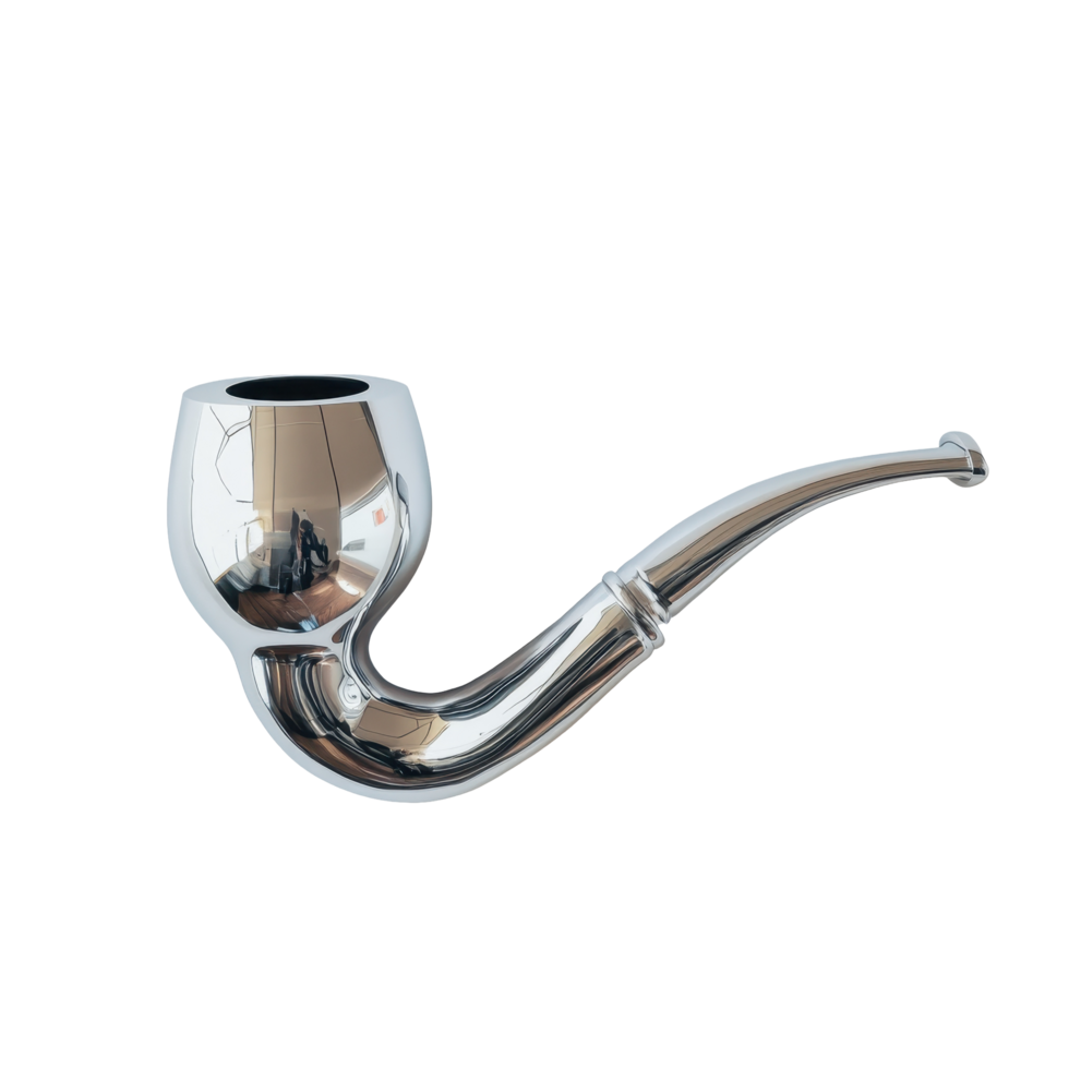 Silver pipe displayed on a clean Transparent background, highlighting its sleek design and craftsmanship, Silver Pipe on White Background, background png