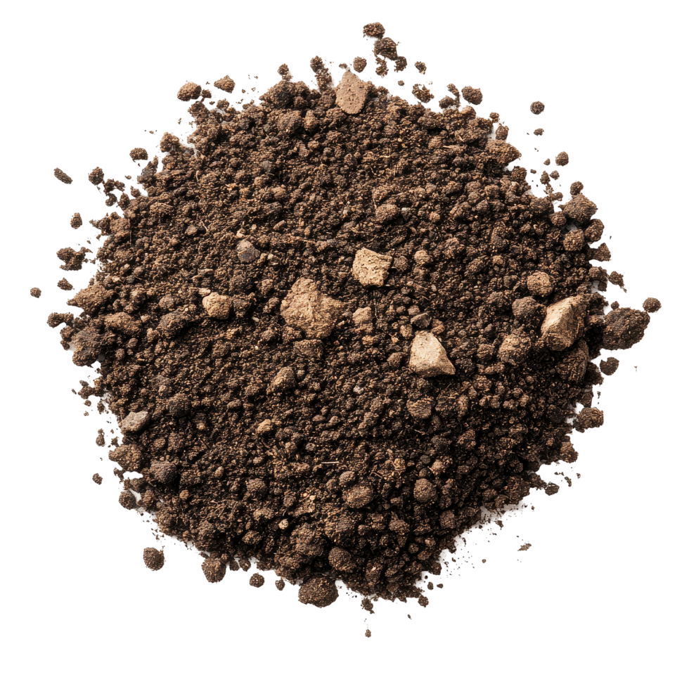 Soil texture background highlighting various particle sizes and compositions for artistic or educational purposes, Soil texture background on white png