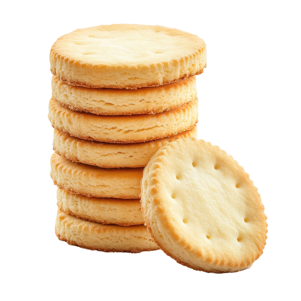 Stack of butter biscuits on a Transparent background ready for enjoying with snacks or tea, stack butter biscuitsisolated on background png