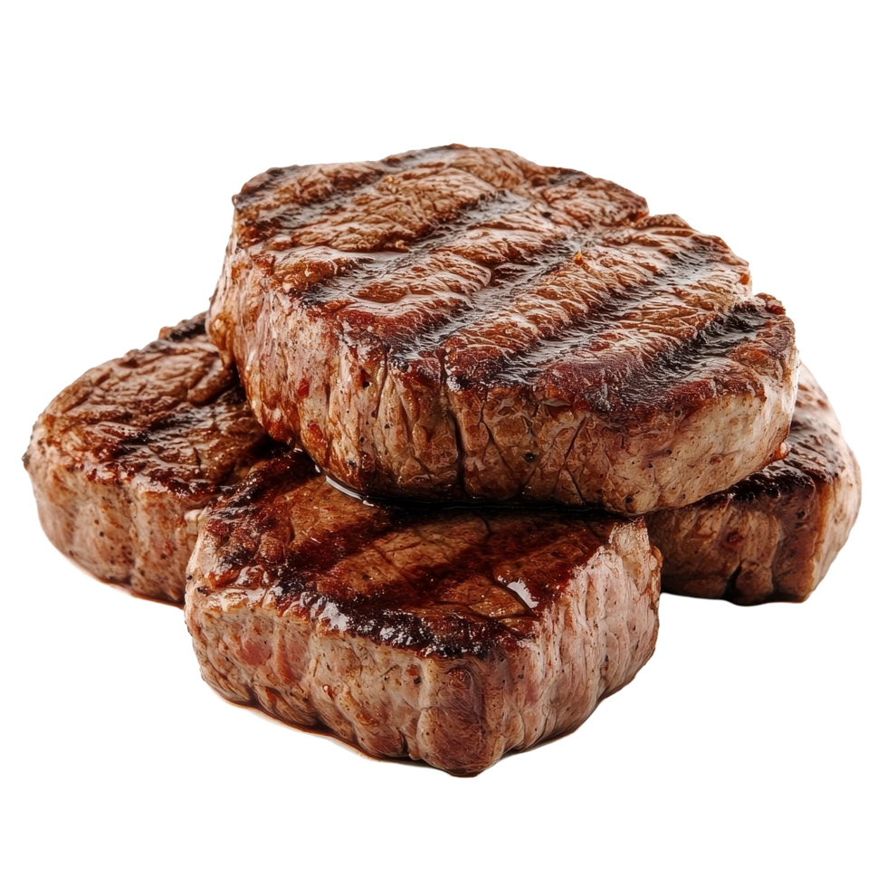 Rump steaks displayed on a Transparent background ready for grilling or cooking, Rump steaks isolated on background png