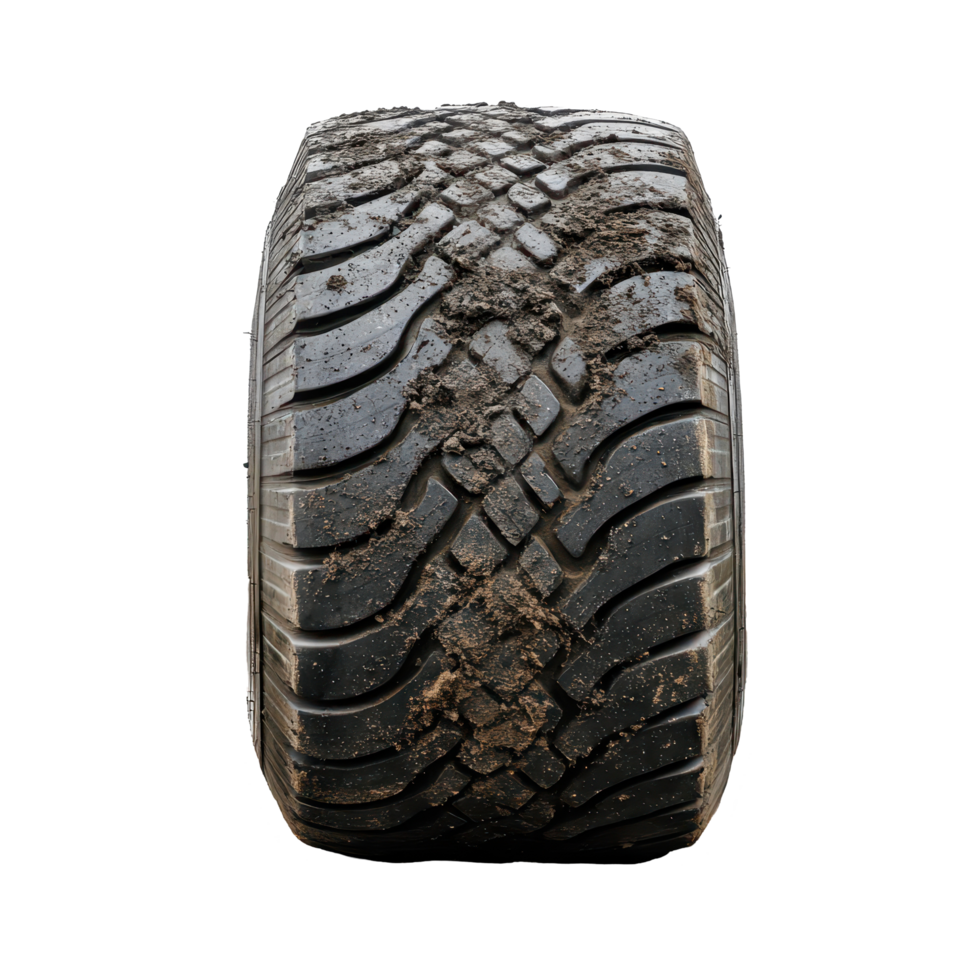 Tire resting on a dirt road surrounded by a Transparent background near an open field, tire sitting on the side a dirt road, background png
