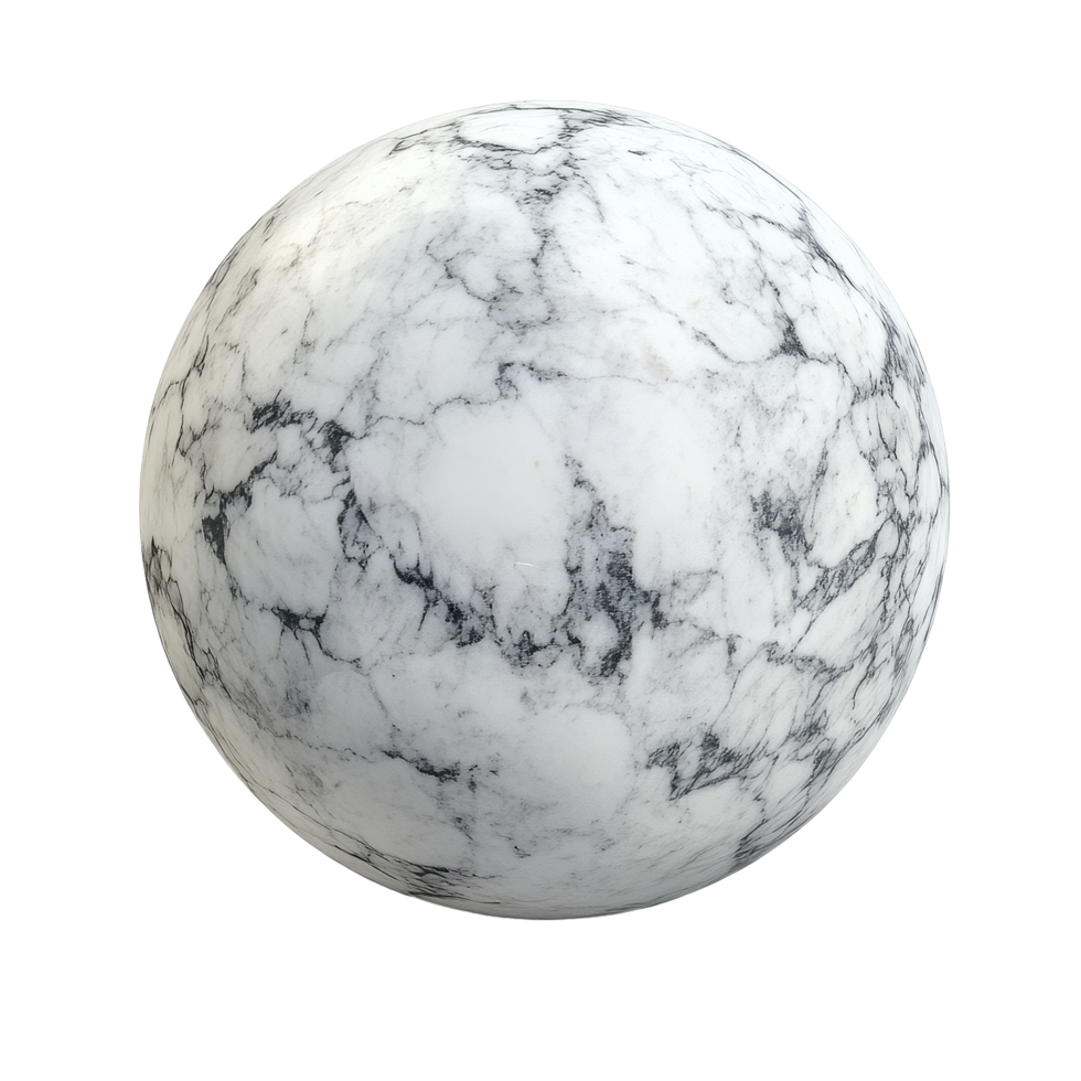 Round marble sphere isolated on Transparent background showcasing elegant natural patterns and textures, Round Marble Sphere isolated on png