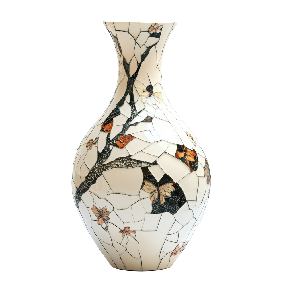Shattered vase symbolizing broken trust with intricate butterfly design on a Transparent background, Shattered Vase A Story Broken Trust, background png