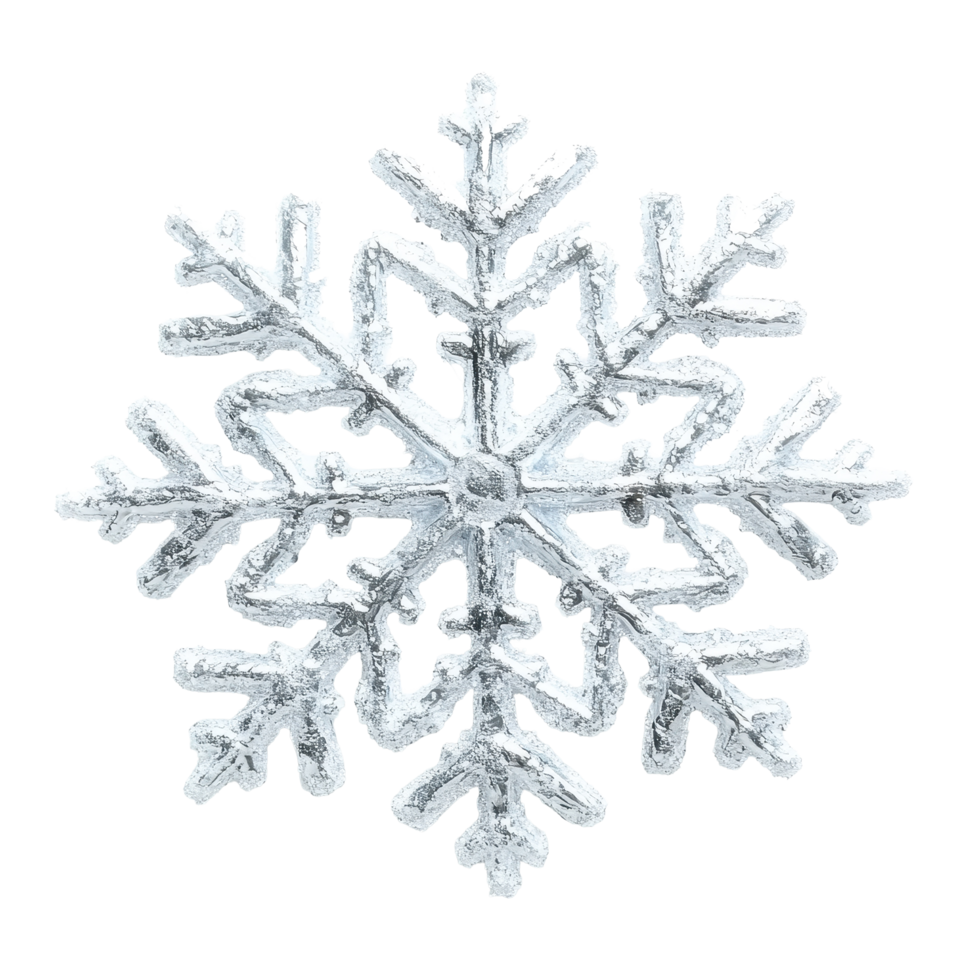 White artificial snowflake isolated on a bright Transparent background highlights intricate design details, White Artificial Snowflake isolated on background png