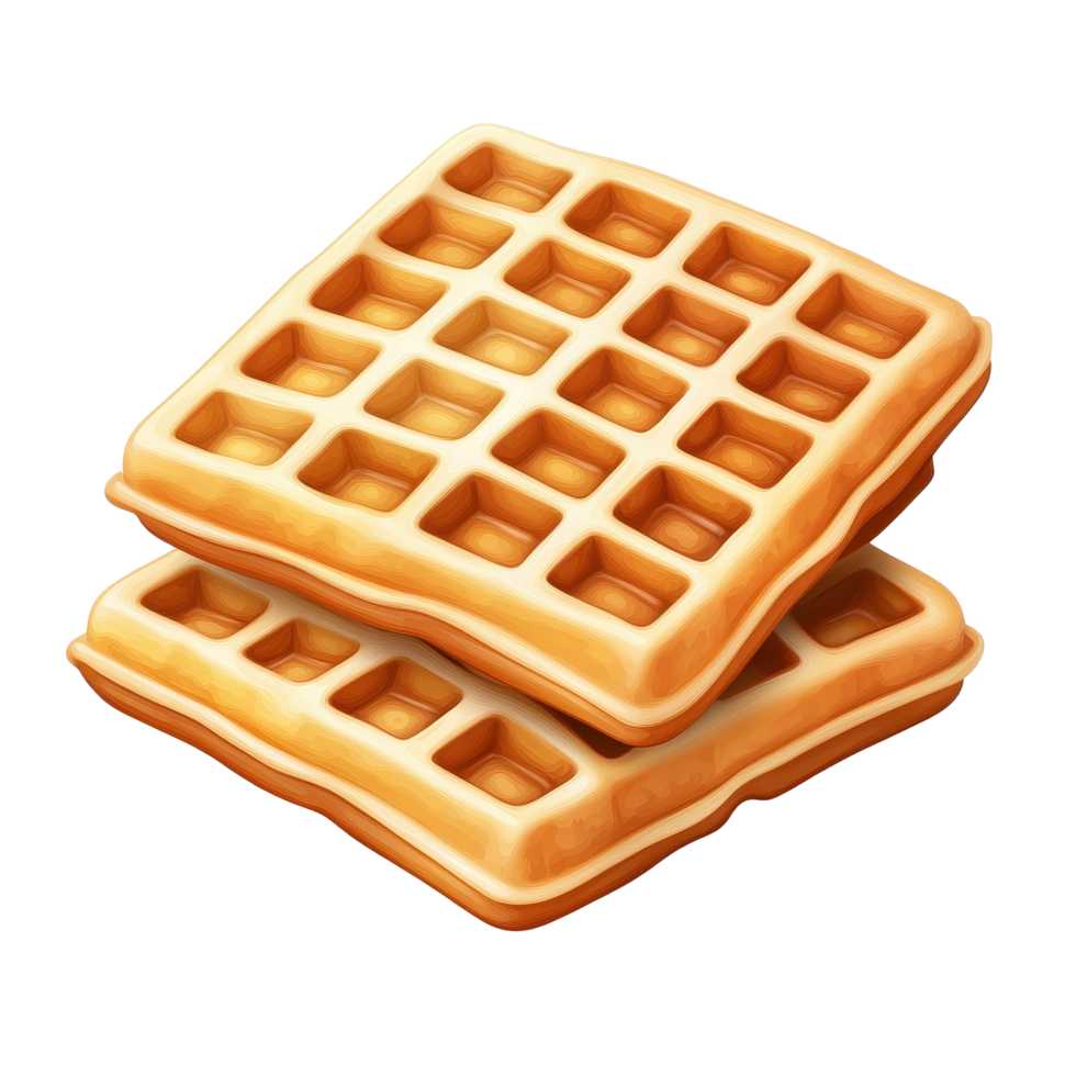 Delicious stacked waffles looking inviting and ready to be topped with syrup or fruit for breakfast enjoyment, Waffles isolated on a transparent or isolated on Transparent background, png