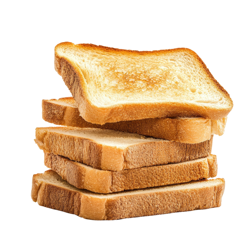 Stacked toast bread isolated on Transparent background ready for serving or culinary use, Stack toast bread isolated on png
