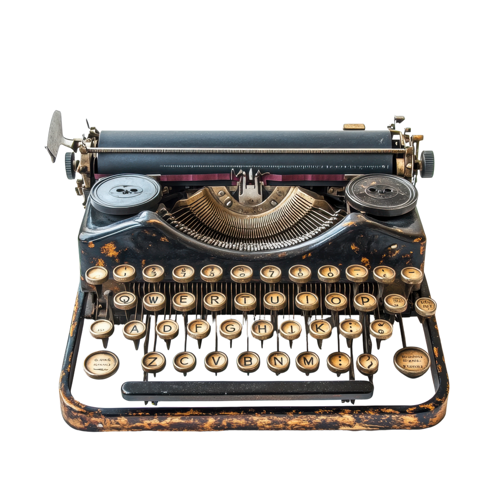 Vintage typewriter showcasing classic design on a clean Transparent background, Vintage typewriter on png
