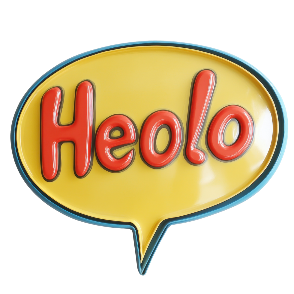 Bright and cheerful sign saying hello in a colorful speech bubble design, sign that says hello in a speech bubble, Transparent background png