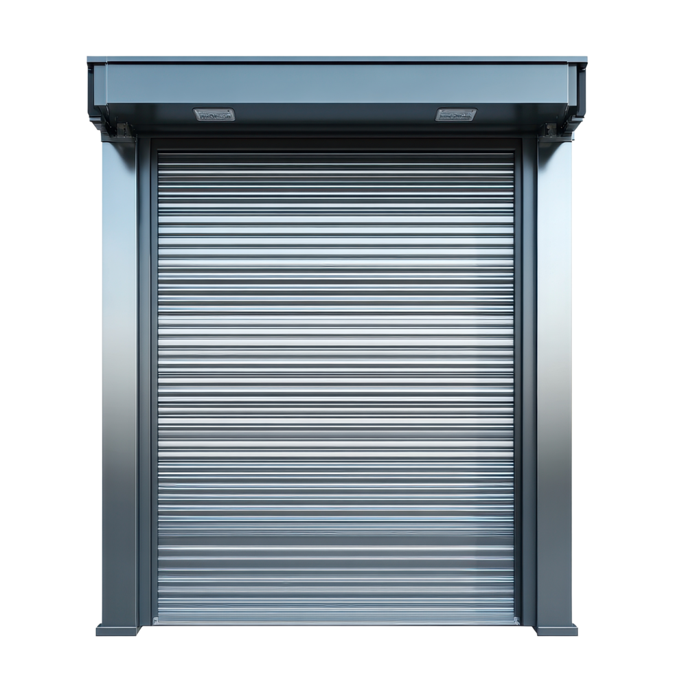 Stainless steel roll-up door design for commercial and industrial applications, Stainless Steel Roll-Up Door isolated on Transparent background, background png
