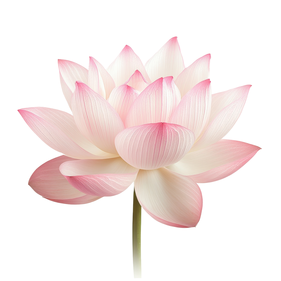 Delicate pink royal lotus flower with soft petals against a Transparent background, background image pink royal lotus flower in full bloom, background png
