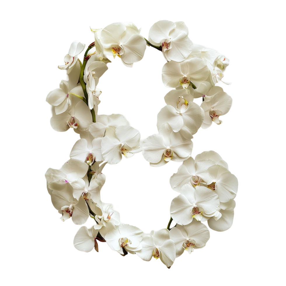 Orchids arranged artistically to form the letter F on a Transparent background for decorative purposes, Image orchids arranged in letters yz isolated on background png