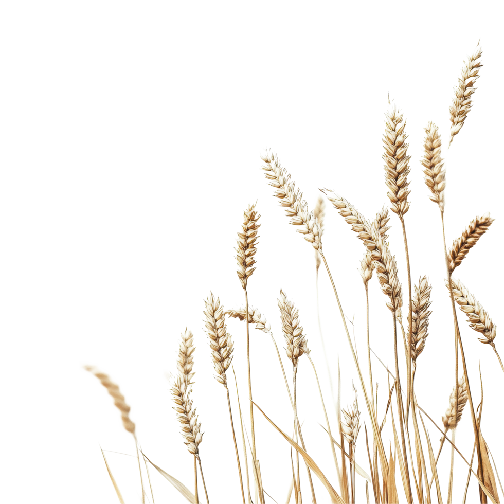 Wheat field with tall golden stalks against a minimalist Transparent background, Wheat field png