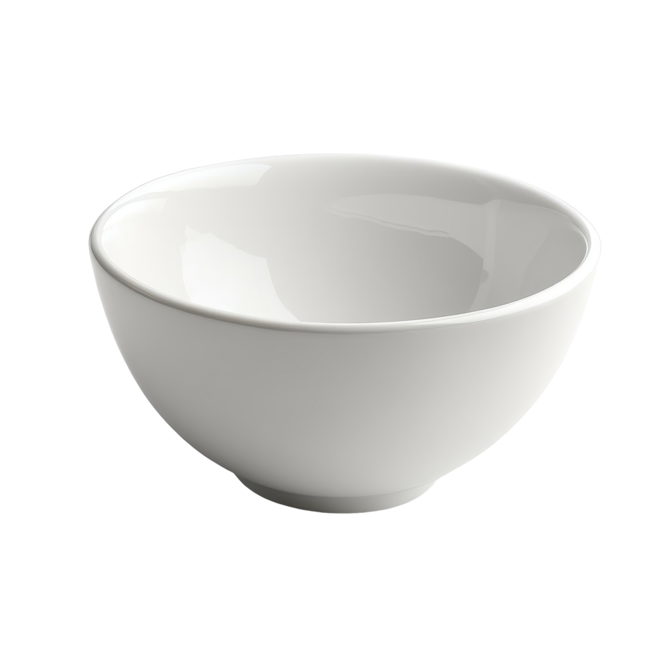 White ceramic bowl isolated on a bright Transparent background showcasing simple and elegant design, white ceramic bowl isolated on background png