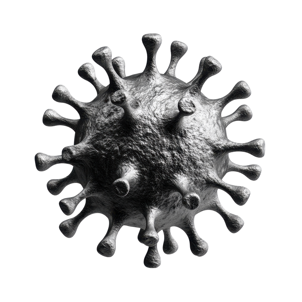 Virus icon illustrating the structure of a pathogen with spikes and a spherical body on a Transparent background, Virus icon isolated on png
