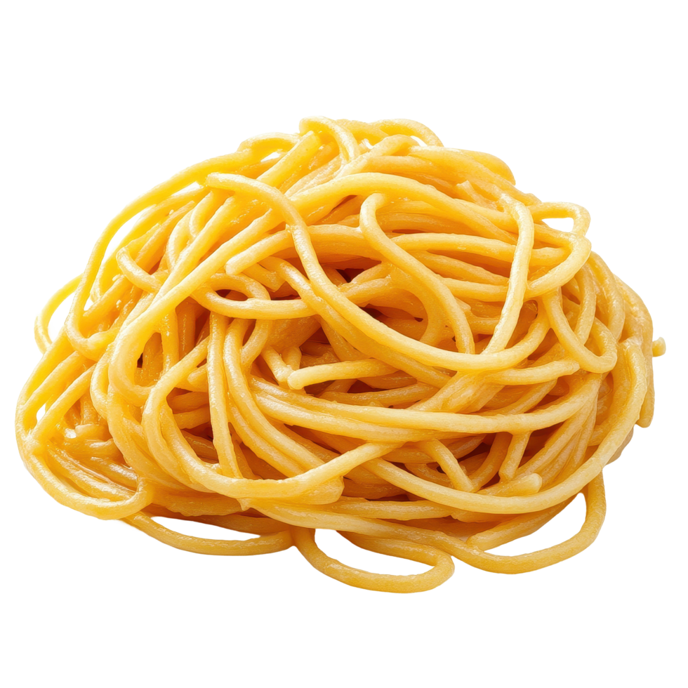 Delicious spaghetti arranged in a tangled pile on a Transparent background for culinary presentation, Spaghetti isolated on png