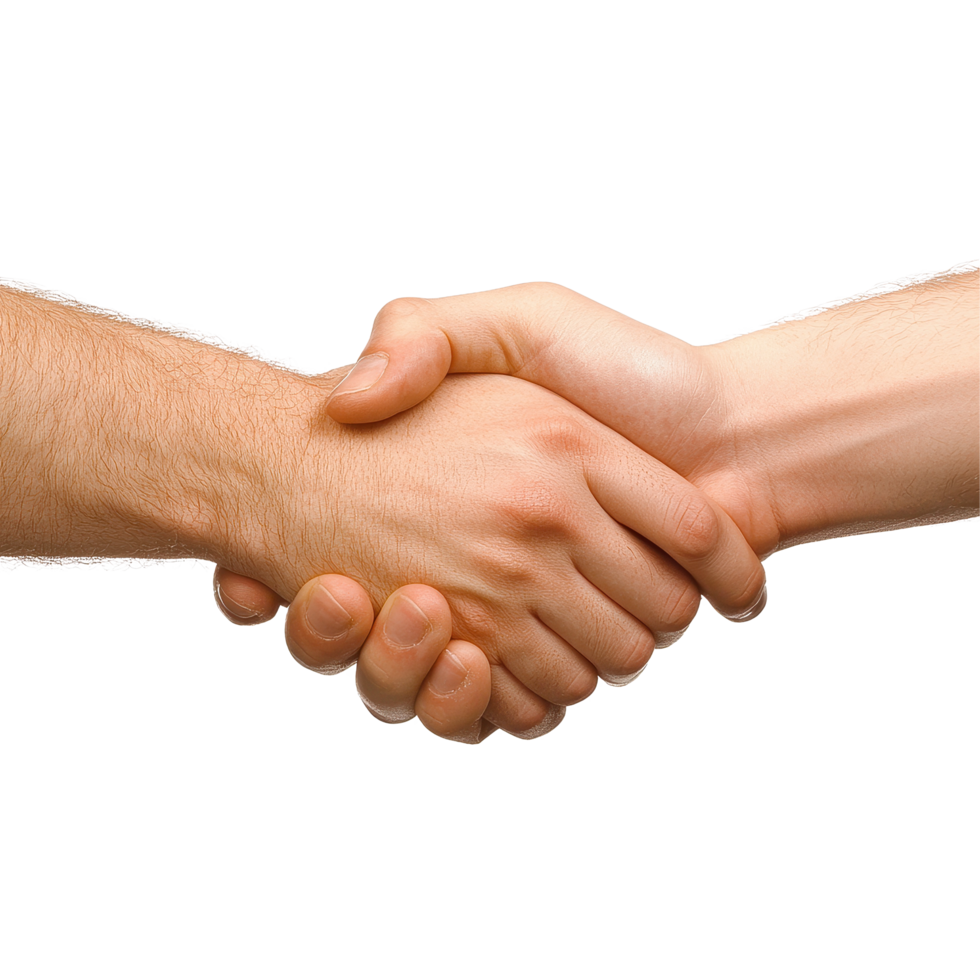 Handshake between two individuals on a Transparent background symbolizing agreement and partnership, background a handshake transparent png
