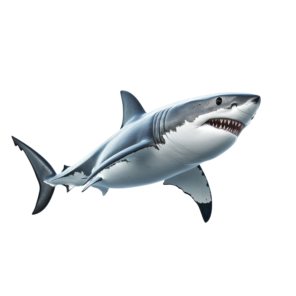 White background shark object showcasing a detailed and realistic design of a marine predator, Transparent background shark object on isolatedisolated on background png