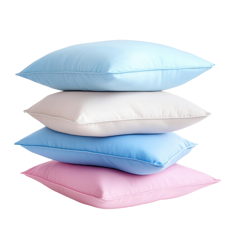 Soft and Comfortable Pillows in Soft Colors for Cozy Home Decor, white, blue, pink pillows isolated on isolated on Transparent background, background png