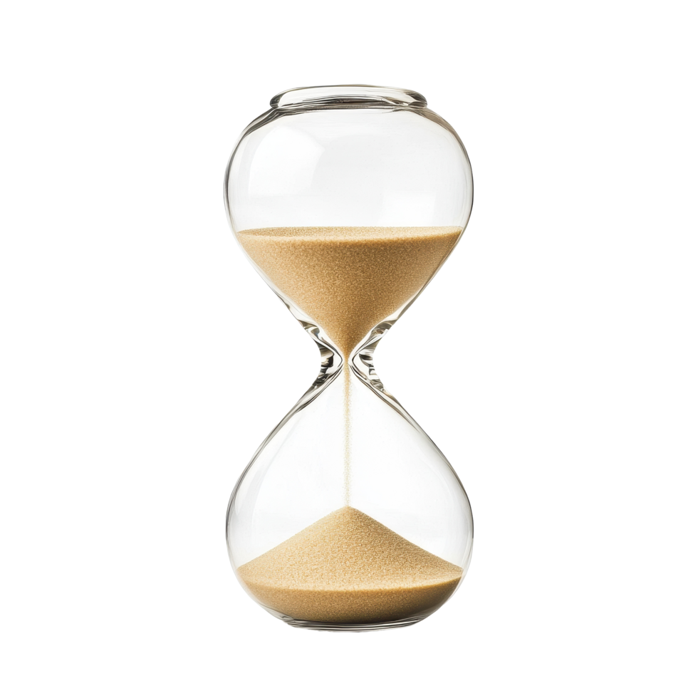 Elegant sand hourglass on Transparent background showcasing the passage of time and timeless design elements, sand hourglass on isolatedisolated on background png