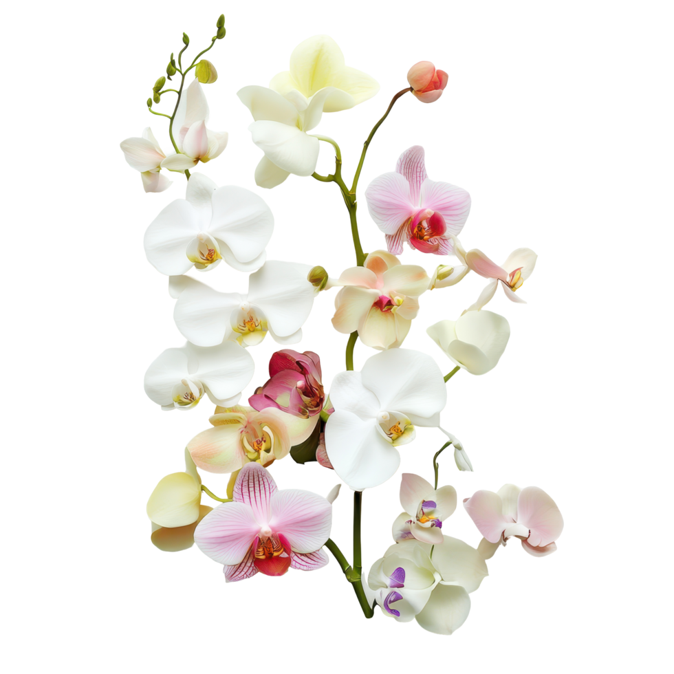 Orchids arranged creatively in letter form against a Transparent background showcasing vibrant colors, Image orchids arranged in letters yz isolated on background png