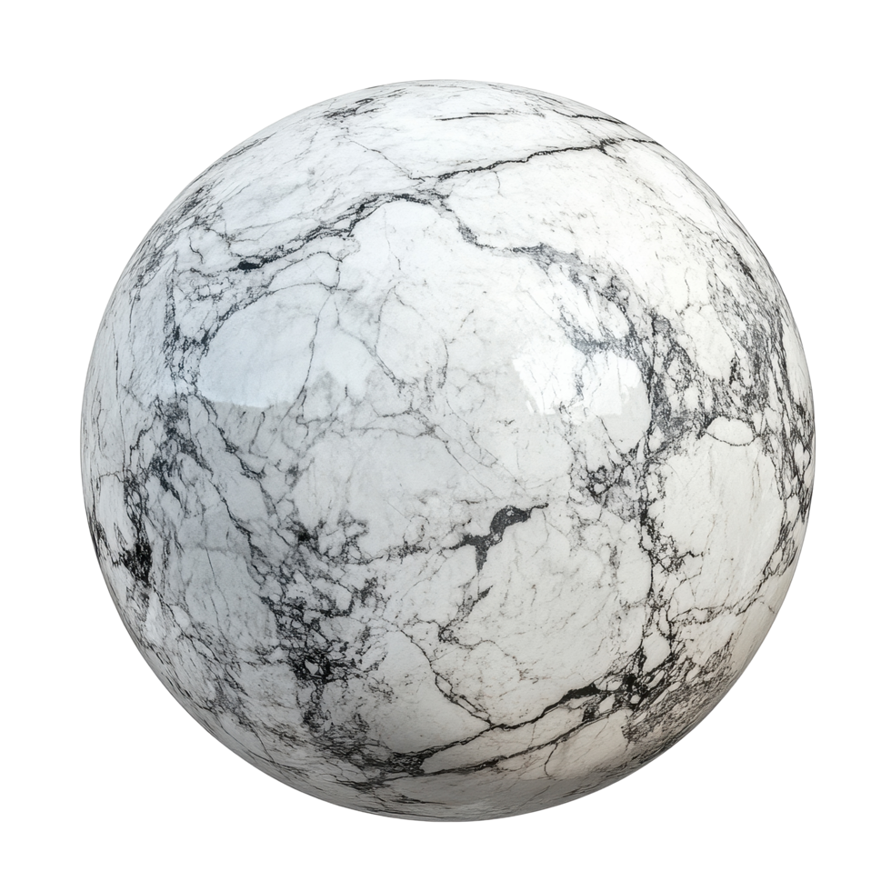 Round marble sphere isolated on Transparent background showcasing intricate natural patterns, Round Marble Sphere isolated on png
