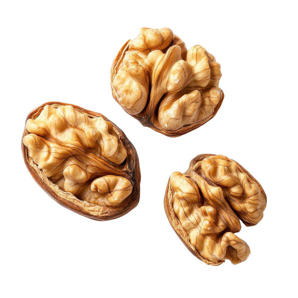 Walnuts in their shells isolated on a Transparent background highlighting their unique textures and natural shapes, Walnutsisolated on background png