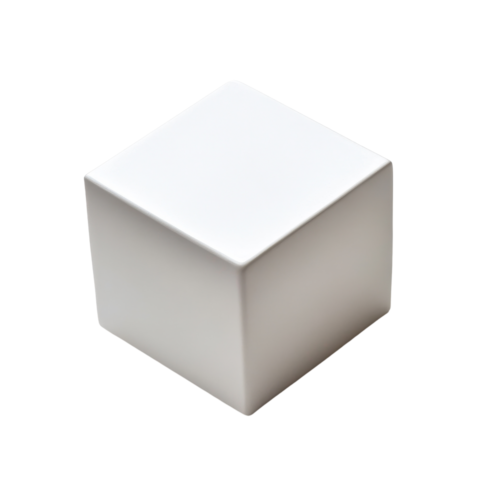 Square white object isolated on clean background with soft shadows enhancing its geometric shape and texture, Square isolated on Transparent background png