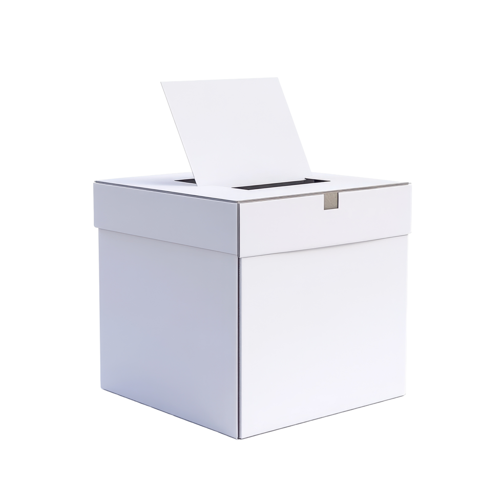 Voting ballot box placed against a Transparent background, ready for public use during elections, Voting ballot box isolated on png