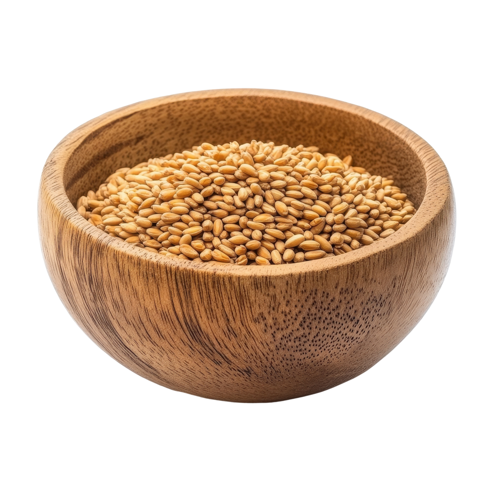 Wheat germ in a wooden bowl on a Transparent background for healthy eating and nutrition, Wheat germ in wood bowlisolated on background png