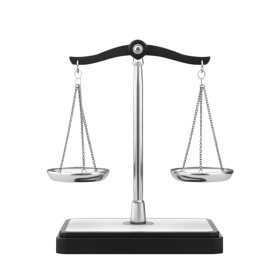 Weighing scale displaying balance of weights on a clean Transparent background, weighing scaleisolated on background png