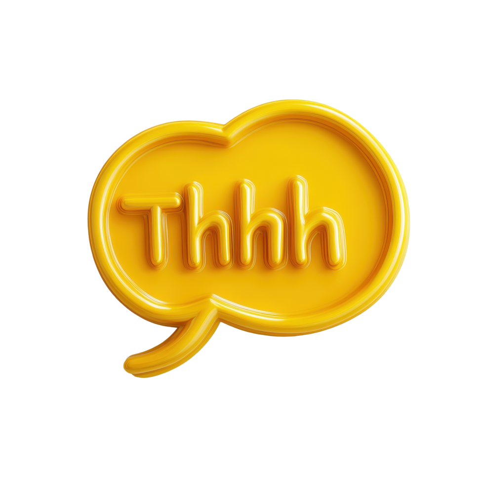 Creative yellow speech bubble showing the word think inviting reflection and dialogue in any setting, yellow speech bubble with the word think in it, Transparent background png
