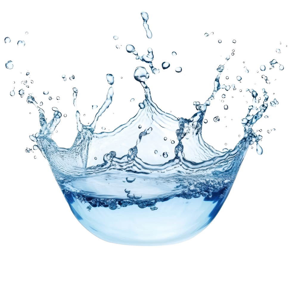 Clean water splashing dramatically in mid-air against a pure Transparent background, Splash clean water onisolated on background png