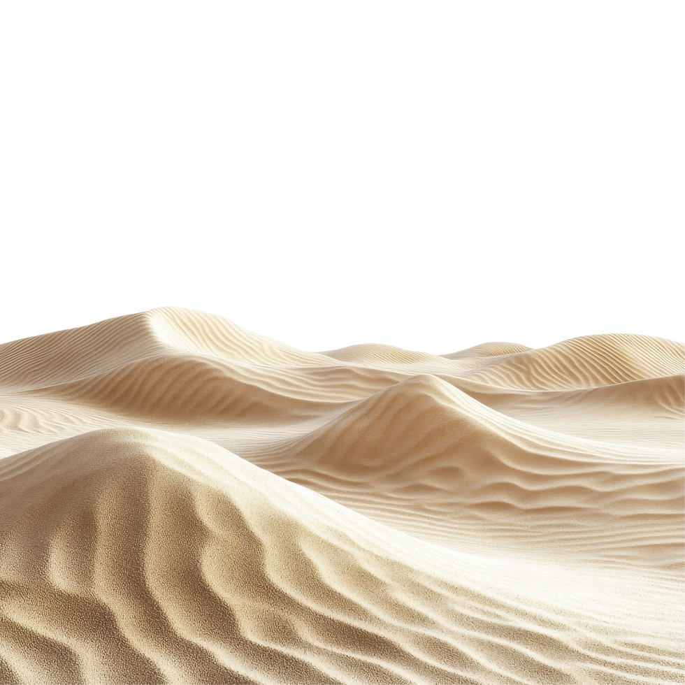 Sand dunes stretch across a bright horizon against a stark Transparent background, Sand Horizon Desert on png