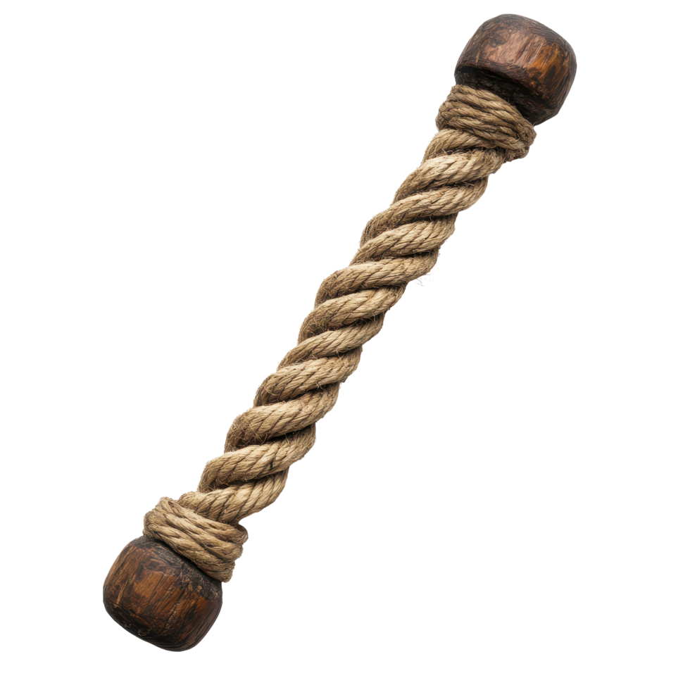 Rustic rope twist with handled wooden tool for crafting and home decoration use, Rustic Rope Twist with Handled Wooden Tool, Transparent background png