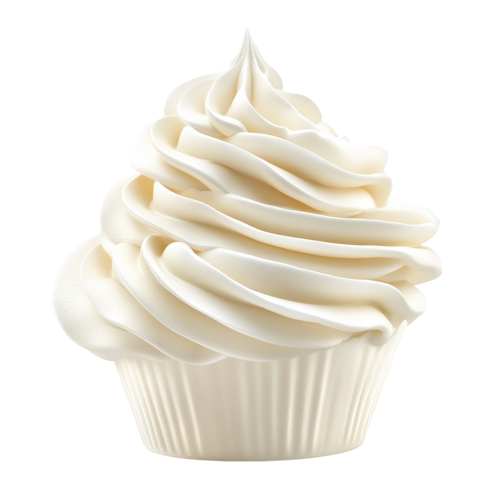 Whipped cream swirl in a cup showcasing its soft texture against a Transparent background, Whipped cream isolated on png