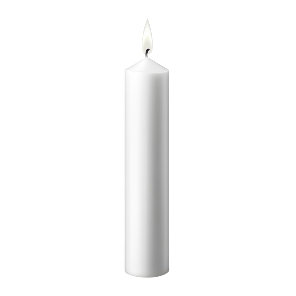 Elegant white candles of various heights isolated against a pristine Transparent background, White candle, small to tall, isolated on png