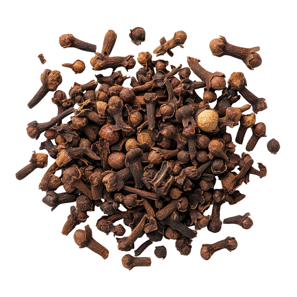 Clove spice isolated on a Transparent background showcasing its rich, dark brown color and unique texture, Spice clovesisolated on background png